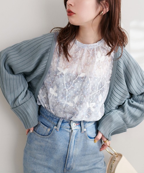 natural couture(ナチュラルクチュール)の「袖口ターンバックリブボレロ(カーディガン/ボレロ・レディース・ベージュ/サックスブルー/オフホワイト/グレー・FREE)」の18枚目の写真