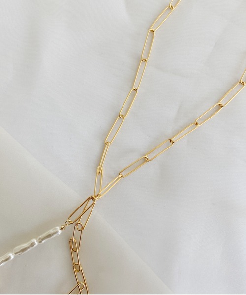 thank U more（サンキューモア）の「メタルボール付き 2WAY チェーン × スクエアーパール ラリエット ネックレスWAY（ネックレス・レディース・ゴールド/シルバー・FREE）」の10枚目の写真