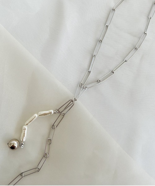 thank U more（サンキューモア）の「メタルボール付き 2WAY チェーン × スクエアーパール ラリエット ネックレスWAY（ネックレス・レディース・ゴールド/シルバー・FREE）」の11枚目の写真