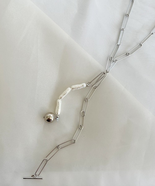 thank U more（サンキューモア）の「メタルボール付き 2WAY チェーン × スクエアーパール ラリエット ネックレスWAY（ネックレス・レディース・ゴールド/シルバー・FREE）」の12枚目の写真