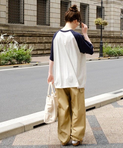 MONO-MART LADY'S（モノマートレディース）の「ナンバリング刺繍ビッグラグランスリーブ半袖Tシャツ（Tシャツ/カットソー・レディース・オレンジ/ネイビー/ブラウン/ブラック/チャコールグレー・FREE）」の16枚目の写真