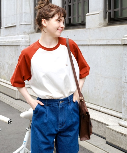 MONO-MART LADY'S（モノマートレディース）の「ナンバリング刺繍ビッグラグランスリーブ半袖Tシャツ（Tシャツ/カットソー・レディース・オレンジ/ネイビー/ブラウン/ブラック/チャコールグレー・FREE）」の18枚目の写真