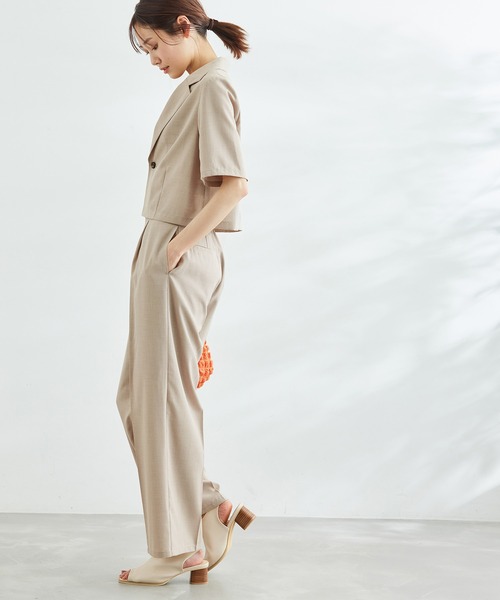 ROPE' PICNIC(ロペピクニック)の「セットアップ対応/麻調シアーショートレングスジャケット(テーラードジャケット・レディース・チャコールグレー/ベージュ/カーキ/ターコイズブルー・38)」の13枚目の写真