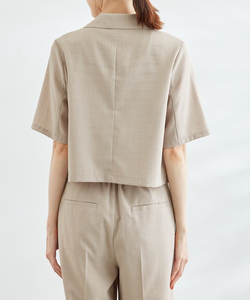ROPE' PICNIC(ロペピクニック)の「セットアップ対応/麻調シアーショートレングスジャケット(テーラードジャケット・レディース・チャコールグレー/ベージュ/カーキ/ターコイズブルー・38)」の15枚目の写真