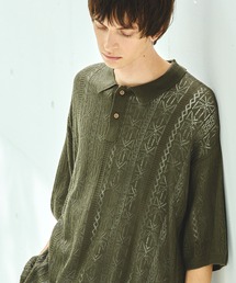 レースアミルーズハーフスリーブニットポロシャツ EMMA CLOTHES