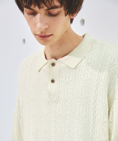 EMA&amp;NOAHスリーブレスフリルポロシャツ セール】 【ビジネス対応】【HYBRID LINEN】ニットポロシャツ