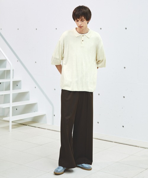 EMMA CLOTHES（エマクローズ）の「レースアミルーズハーフスリーブニットポロシャツ EMMA CLOTHES（ポロシャツ・メンズ・ダークオレンジ/カーキ/ブラック/アイボリー・M/L）」の12枚目の写真