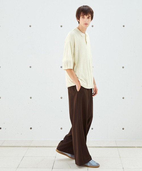 EMMA CLOTHES（エマクローズ）の「レースアミルーズハーフスリーブニットポロシャツ EMMA CLOTHES（ポロシャツ・メンズ・ダークオレンジ/カーキ/ブラック/アイボリー・M/L）」の16枚目の写真