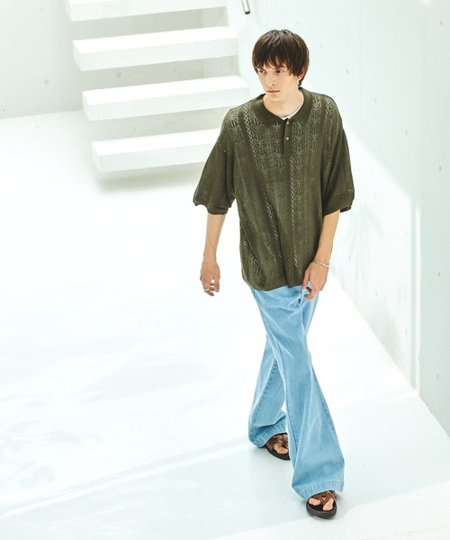 MARNO マーノ Emma shirt エマ セール】ジャガードスキッパールーズニットポロシャツ EMMA