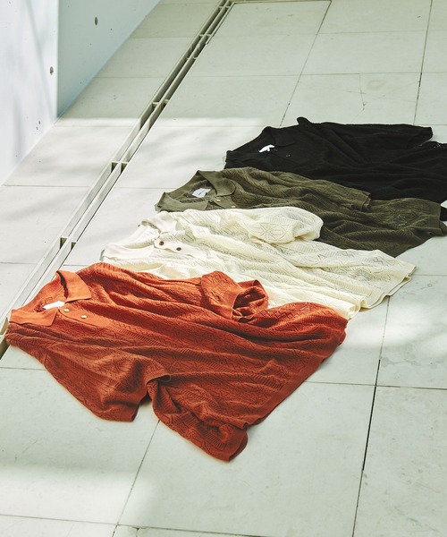 EMMA CLOTHES（エマクローズ）の「レースアミルーズハーフスリーブニットポロシャツ EMMA CLOTHES（ポロシャツ・メンズ・ダークオレンジ/カーキ/ブラック/アイボリー・M/L）」の8枚目の写真