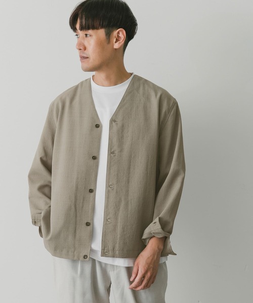 URBAN RESEARCH DOORS（アーバンリサーチドアーズ）の「『セットアップ対応』『UR TECH DRYLUXE』イージーケアノーカラージャケット（ノーカラージャケット・メンズ・ブルー系その他/ネイビー/ベージュ/ブルー/ベージュ系その他・LARGE/MEDIUM）」の12枚目の写真