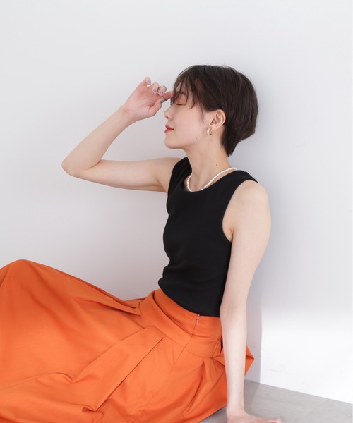 N.（N. Natural Beauty Basic）（エヌエヌナチュラルビューティーベーシック）の「◆アシンメトリータンクトップ（タンクトップ・レディース・ブラック/オフホワイト/ライトグリーン・MEDIUM）」の16枚目の写真