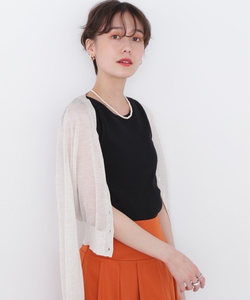 N.（N. Natural Beauty Basic）（エヌエヌナチュラルビューティーベーシック）の「◆アシンメトリータンクトップ（タンクトップ・レディース・ブラック/オフホワイト/ライトグリーン・MEDIUM）」の15枚目の写真