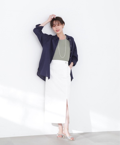 N.（N. Natural Beauty Basic）（エヌエヌナチュラルビューティーベーシック）の「◆アシンメトリータンクトップ（タンクトップ・レディース・ブラック/オフホワイト/ライトグリーン・MEDIUM）」の17枚目の写真