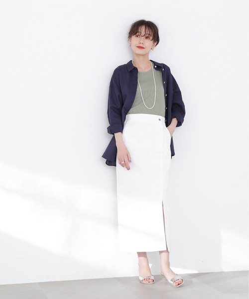 N.（N. Natural Beauty Basic）（エヌエヌナチュラルビューティーベーシック）の「◆アシンメトリータンクトップ（タンクトップ・レディース・ブラック/オフホワイト/ライトグリーン・MEDIUM）」の13枚目の写真