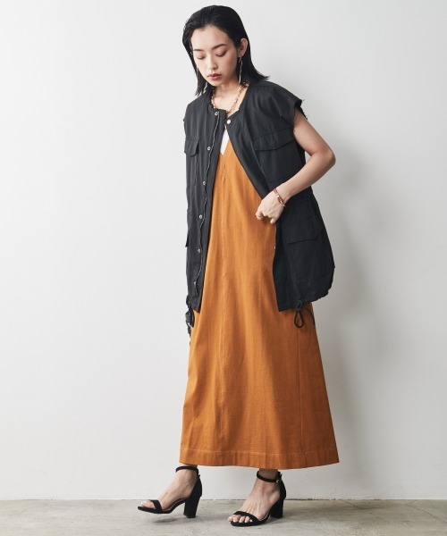 CHIC STYLE（シックスタイル）の「＜大きいサイズ＞綿100％バックフレアタンクトップカットソーワンピース シックスタイル（ワンピース・レディース・ブラック/マスタード・L/LL/3L/4L/5L）」の11枚目の写真