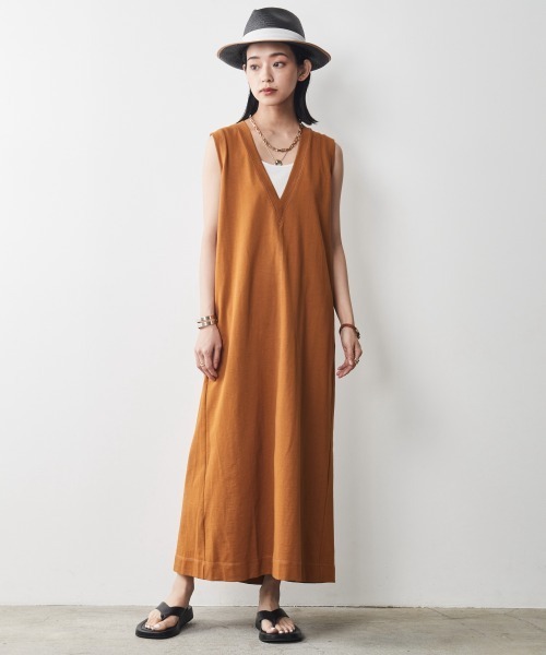 CHIC STYLE（シックスタイル）の「＜大きいサイズ＞綿100％バックフレアタンクトップカットソーワンピース シックスタイル（ワンピース・レディース・ブラック/マスタード・L/LL/3L/4L/5L）」の18枚目の写真