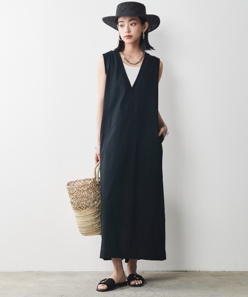 CHIC STYLE（シックスタイル）の「＜大きいサイズ＞綿100％バックフレアタンクトップカットソーワンピース シックスタイル（ワンピース・レディース・ブラック/マスタード・L/LL/3L/4L/5L）」の19枚目の写真