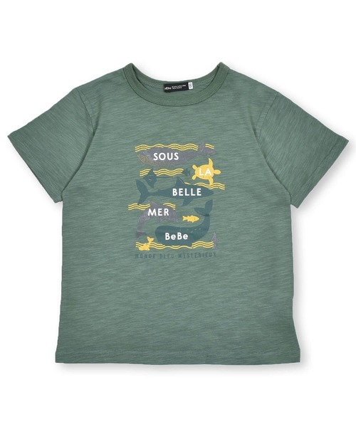 BeBe（ベベ）の「BeBe/【蓄光プリント】スラブ天竺海の生き物プリントTシャツ(80~150cm)（Tシャツ/カットソー・キッズ・オレンジ/グリーン・150/90/100/140/110/80/120/130）」の2枚目の写真