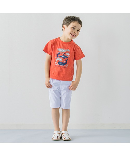BeBe（ベベ）の「BeBe/【蓄光プリント】スラブ天竺海の生き物プリントTシャツ(80~150cm)（Tシャツ/カットソー・キッズ・オレンジ/グリーン・150/90/100/140/110/80/120/130）」の3枚目の写真