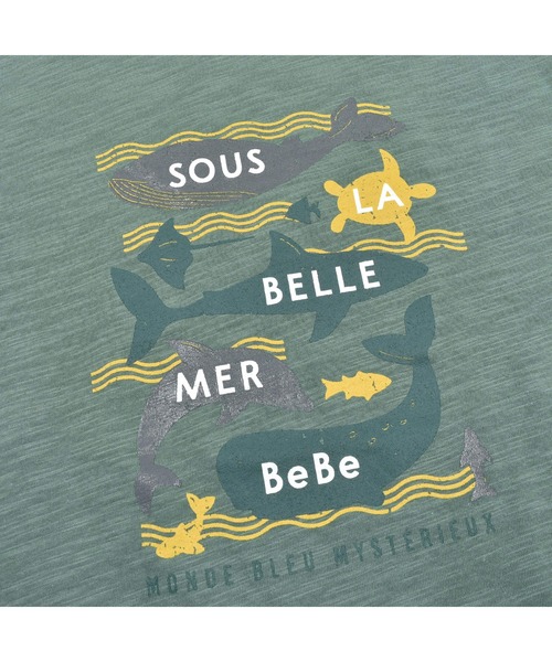 BeBe（ベベ）の「BeBe/【蓄光プリント】スラブ天竺海の生き物プリントTシャツ(80~150cm)（Tシャツ/カットソー・キッズ・オレンジ/グリーン・150/90/100/140/110/80/120/130）」の8枚目の写真
