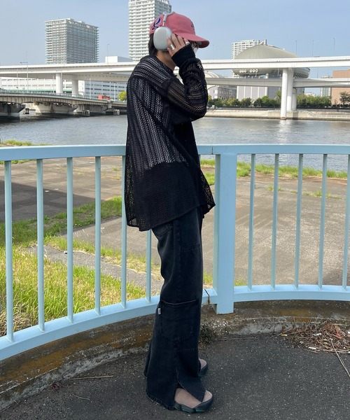 Perushu（ペルーシュ）の「メッシュシアーシャツ（シャツ/ブラウス・メンズ・ブラック/アイボリー・LARGE/MEDIUM）」の7枚目の写真