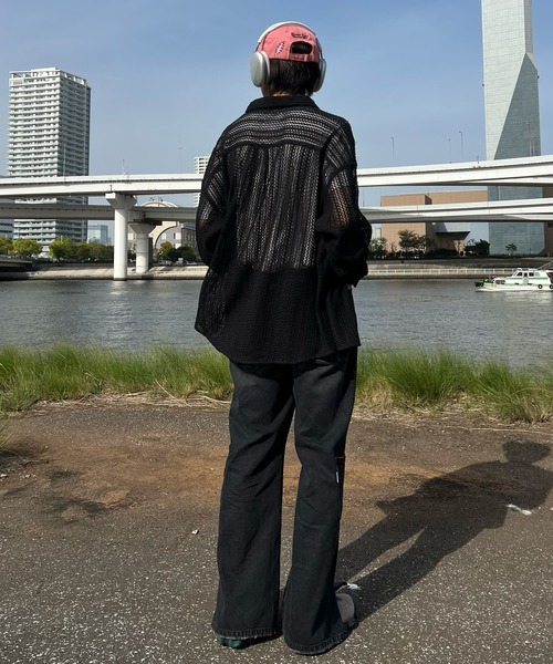 Perushu（ペルーシュ）の「メッシュシアーシャツ（シャツ/ブラウス・メンズ・ブラック/アイボリー・LARGE/MEDIUM）」の8枚目の写真