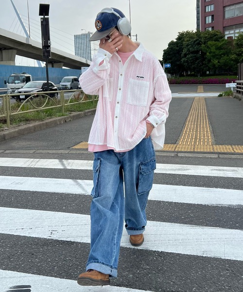 Perushu（ペルーシュ）の「メッシュシアーシャツ（シャツ/ブラウス・メンズ・ブラック/アイボリー・LARGE/MEDIUM）」の22枚目の写真