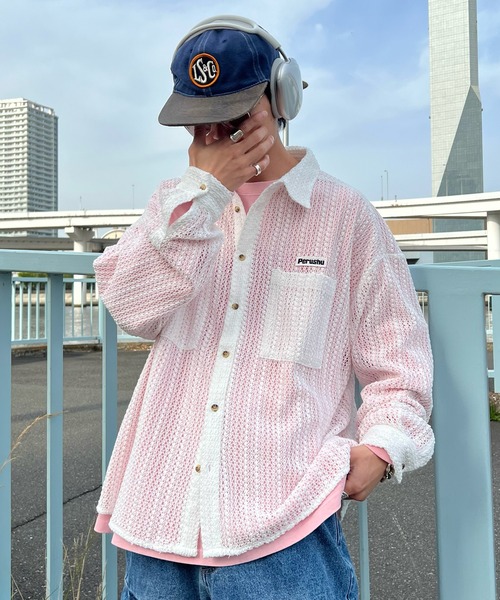 Perushu（ペルーシュ）の「メッシュシアーシャツ（シャツ/ブラウス・メンズ・ブラック/アイボリー・LARGE/MEDIUM）」の19枚目の写真