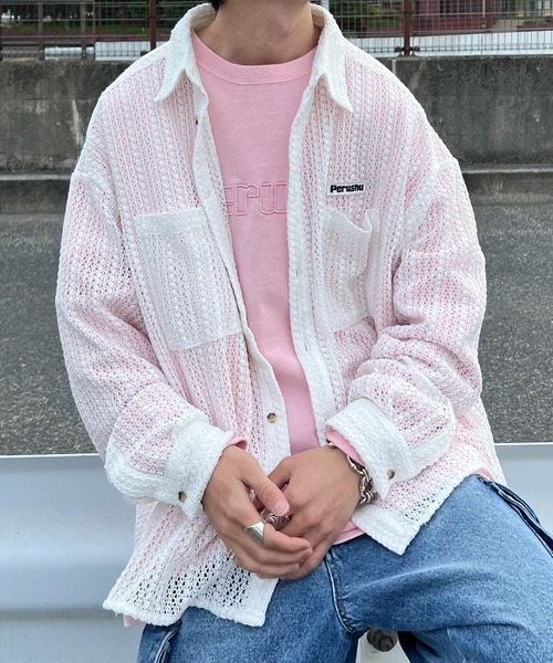 Perushu（ペルーシュ）の「メッシュシアーシャツ（シャツ/ブラウス・メンズ・ブラック/アイボリー・LARGE/MEDIUM）」の18枚目の写真