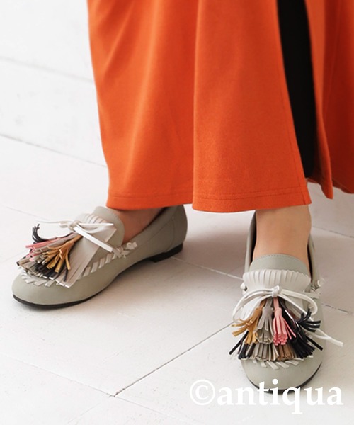 antiqua(アンティカ)の「タッセルモカシン(モカシン/デッキシューズ・レディース・ブラック/グレー・M/L/S/LL)」の15枚目の写真