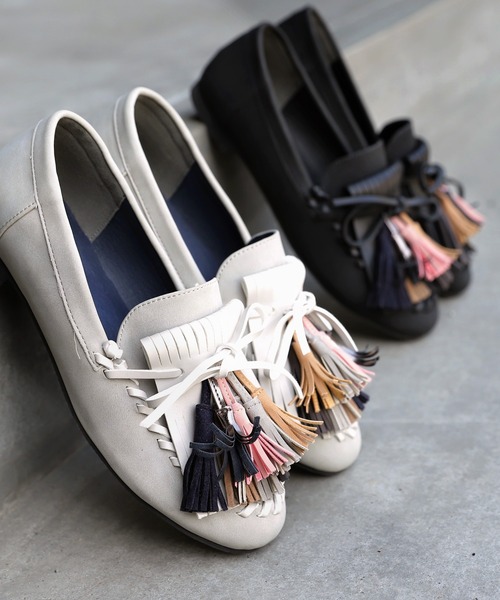 antiqua(アンティカ)の「タッセルモカシン(モカシン/デッキシューズ・レディース・ブラック/グレー・M/L/S/LL)」の13枚目の写真