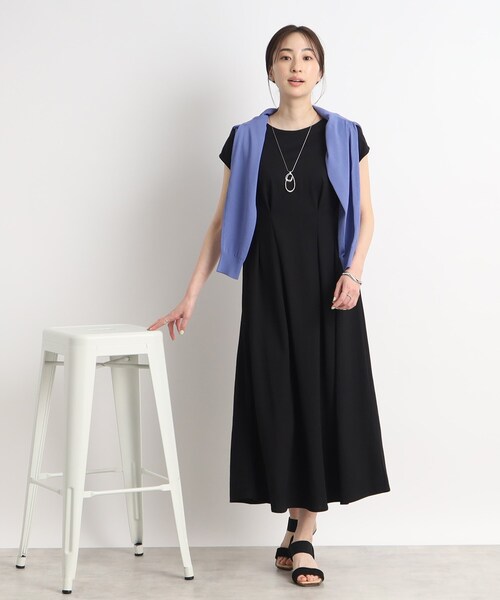 DRESKIP（ドレスキップ）の「◆【接触冷感】これ1枚で魅了する ウエストタックワンピース（ワンピース・レディース・グリーン/ダークブラウン/ブラック・02/04/03）」の4枚目の写真