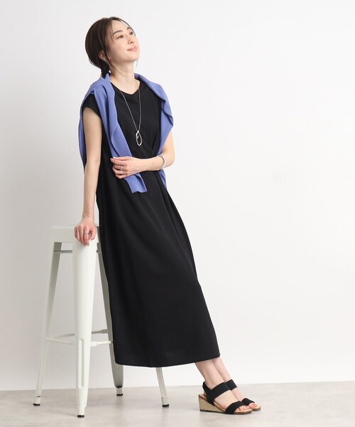 DRESKIP（ドレスキップ）の「◆【接触冷感】これ1枚で魅了する ウエストタックワンピース（ワンピース・レディース・グリーン/ダークブラウン/ブラック・02/04/03）」の7枚目の写真