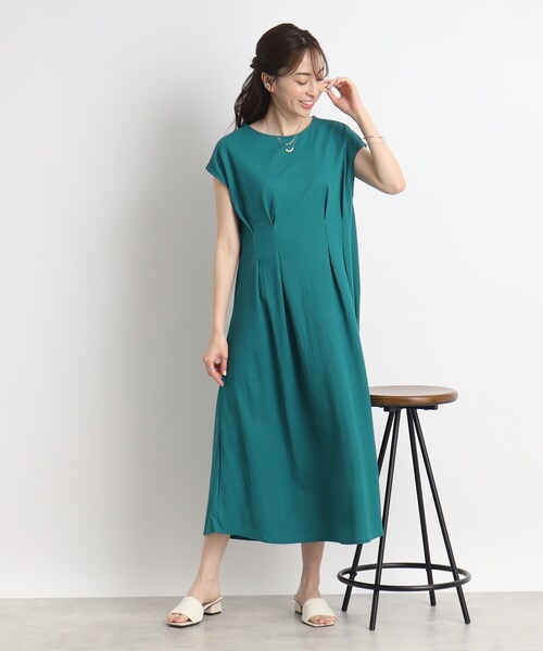 DRESKIP（ドレスキップ）の「◆【接触冷感】これ1枚で魅了する ウエストタックワンピース（ワンピース・レディース・グリーン/ダークブラウン/ブラック・02/04/03）」の10枚目の写真