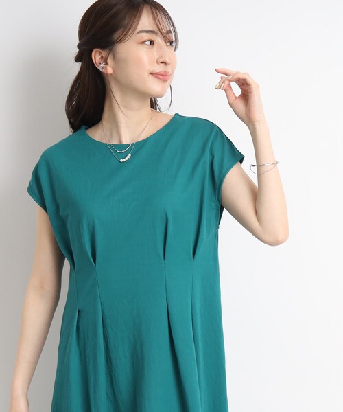 DRESKIP（ドレスキップ）の「◆【接触冷感】これ1枚で魅了する ウエストタックワンピース（ワンピース・レディース・グリーン/ダークブラウン/ブラック・02/04/03）」の13枚目の写真