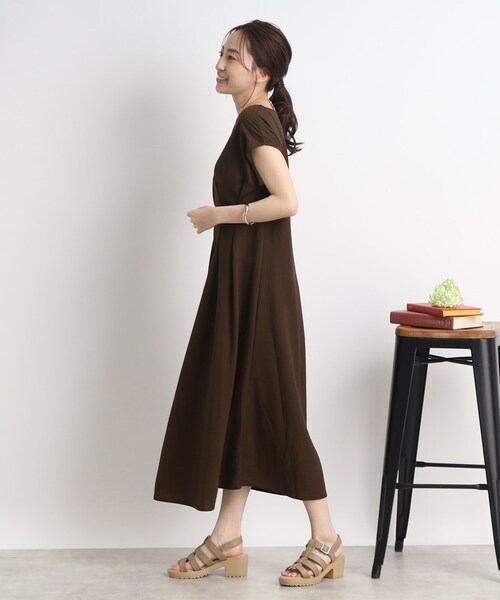 DRESKIP（ドレスキップ）の「◆【接触冷感】これ1枚で魅了する ウエストタックワンピース（ワンピース・レディース・グリーン/ダークブラウン/ブラック・02/04/03）」の16枚目の写真