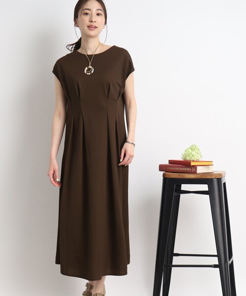 DRESKIP（ドレスキップ）の「◆【接触冷感】これ1枚で魅了する ウエストタックワンピース（ワンピース・レディース・グリーン/ダークブラウン/ブラック・02/04/03）」の18枚目の写真