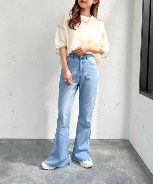 apres jour mignon（アプレジュールミニョン）の「シアーパイピングTシャツ【ZOZOTOWN限定アイテム】（シャツ/ブラウス・レディース・アイボリー/ブルー/グリーン/ブラック・フリー/X-LARGE）」の10枚目の写真