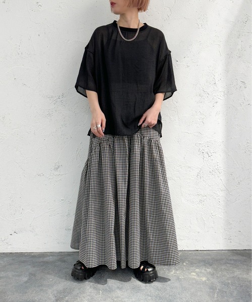 apres jour mignon（アプレジュールミニョン）の「シアーパイピングTシャツ【ZOZOTOWN限定アイテム】（シャツ/ブラウス・レディース・アイボリー/ブルー/グリーン/ブラック・フリー/X-LARGE）」の15枚目の写真