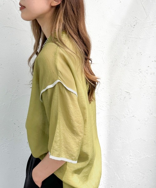 apres jour mignon（アプレジュールミニョン）の「シアーパイピングTシャツ【ZOZOTOWN限定アイテム】（シャツ/ブラウス・レディース・アイボリー/ブルー/グリーン/ブラック・フリー/X-LARGE）」の19枚目の写真