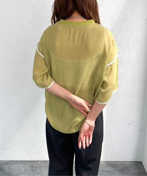 apres jour mignon（アプレジュールミニョン）の「シアーパイピングTシャツ【ZOZOTOWN限定アイテム】（シャツ/ブラウス・レディース・アイボリー/ブルー/グリーン/ブラック・フリー/X-LARGE）」の20枚目の写真