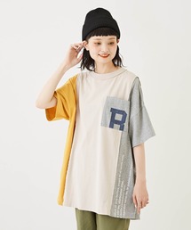 CUBE SUGAR（キューブシュガー）の「WEB限定配色切替ロゴプリントビッグTシャツ（Tシャツ/カットソー）」
