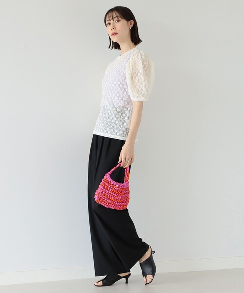 Ray BEAMS(レイビームス)の「Ray BEAMS / フラワー レース ギャザー スリーブ Tシャツ(Tシャツ/カットソー・レディース・オフホワイト/ブラック・ONE SIZE)」の19枚目の写真