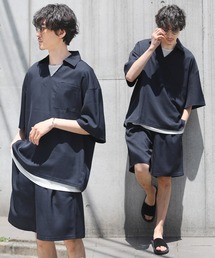 【セットアップ 3点セット】テックリネンスキッパ―プルオーバーシャツ＆1タックショートパンツ＆タンクトップ
