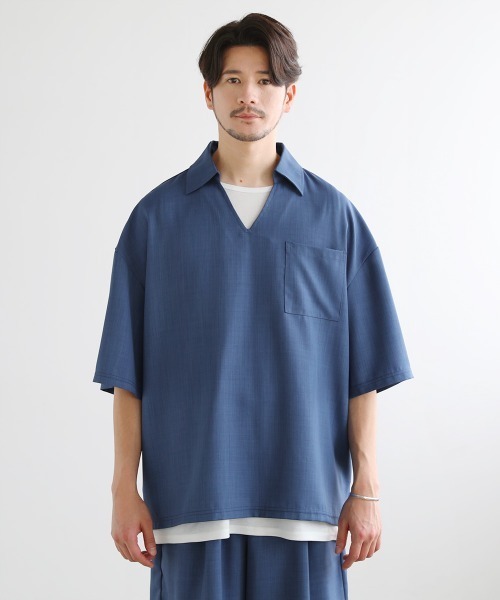 LIL VENDARS(リルヴェンダース)の「【セットアップ 3点セット】テックリネンスキッパ―プルオーバーシャツ&1タックショートパンツ&タンクトップ(セットアップ・メンズ・ネイビー/ブラック/グレー/ブラウン/ベージュ/ブルー・XL/M/L/S)」の10枚目の写真