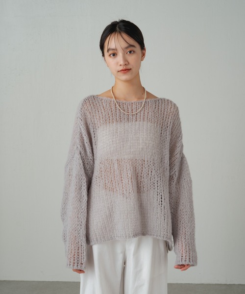ニット セーター シアーハンドライクオーバーニット レディース メンズ earthy（アーシー）の「シアーハンドライクオーバーニット