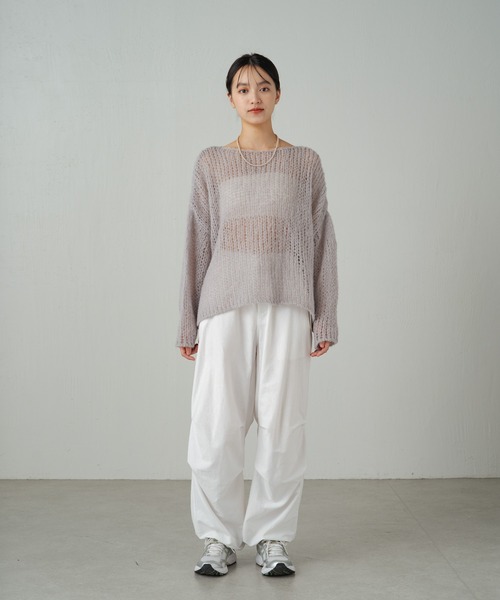 earthy（アーシー）の「シアーハンドライクオーバーニット（ニット/セーター・レディース・キャメル/ブルー/グレー/オフホワイト/パープル/ブラック・FREE）」の20枚目の写真