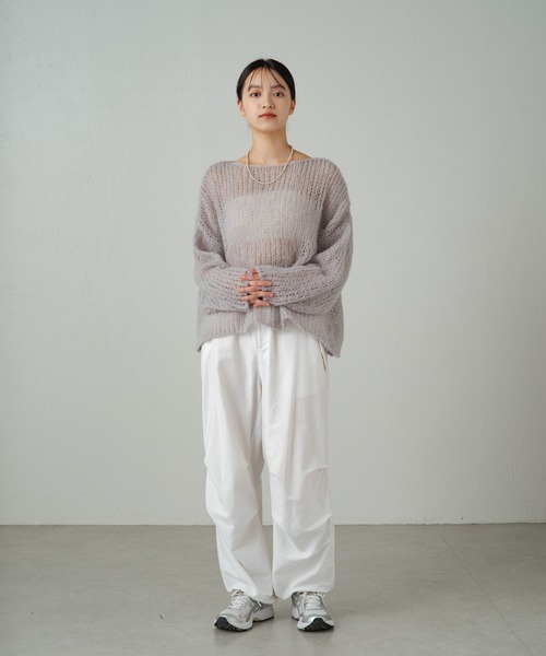 ニット セーター シアーハンドライクオーバーニット レディース メンズ earthy（アーシー）の「シアーハンドライクオーバーニット