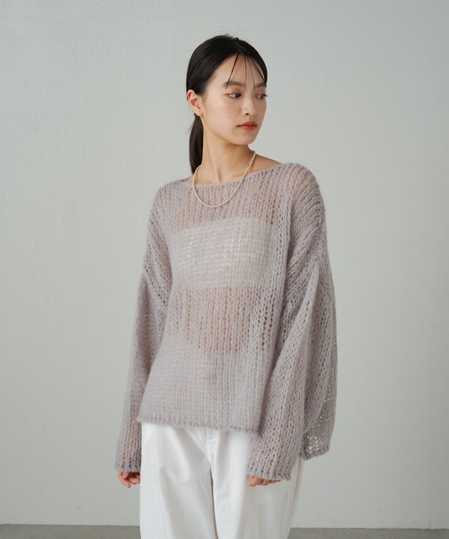 earthy（アーシー）の「シアーハンドライクオーバーニット（ニット/セーター・レディース・キャメル/ブルー/グレー/オフホワイト/パープル/ブラック・FREE）」の14枚目の写真